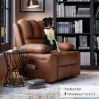 Fauteuil berçant/inclinable, petit fauteuil berçant pivotant avec fonctions de chauffage et de massage par vibrations, fauteuil inclinable en cuir pour chambre de bébé avec porte-gobelet