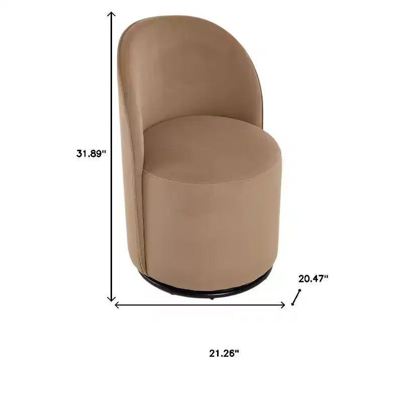 Chaise de salle à manger pivotante HomeRoots avec accoudoirs, dossier incurvé, en velours marron et noir