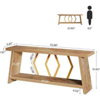 Lantine Table Console Extra Longue à 2 Niveaux de 179,98 cm, Chêne Clair, pour Salon, Derrière Canapé, Couloir d'Entrée, avec Rangement.