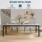 Table de salle à manger industrielle de 200 cm pour 8 personnes, longue table à manger en bois avec assemblage tenon-mortaise, table de cuisine avec pieds en métal robustes, pour salle à manger ou bureau