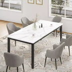 Table de salle à manger industrielle de 200 cm pour 8 personnes, longue table à manger en bois avec assemblage tenon-mortaise, table de cuisine avec pieds en métal robustes, pour salle à manger ou bureau
