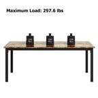 Table de salle à manger industrielle de 200 cm pour 8 personnes, longue table à manger en bois avec assemblage tenon-mortaise, table de cuisine avec pieds en métal robustes, pour salle à manger ou bureau