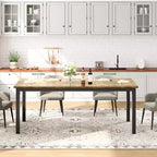 Table de salle à manger industrielle de 200 cm pour 8 personnes, longue table à manger en bois avec assemblage tenon-mortaise, table de cuisine avec pieds en métal robustes, pour salle à manger ou bureau