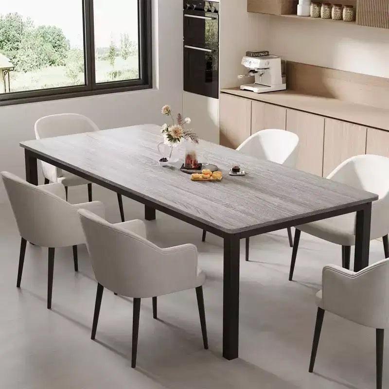 Table de salle à manger industrielle de 200 cm pour 8 personnes, longue table à manger en bois avec assemblage tenon-mortaise, table de cuisine avec pieds en métal robustes, pour salle à manger ou bureau