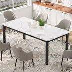 Table de salle à manger industrielle de 200 cm pour 8 personnes, longue table à manger en bois avec assemblage tenon-mortaise, table de cuisine avec pieds en métal robustes, pour salle à manger ou bureau