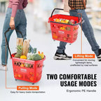 VIYET Chariots de Rangement Roulants en Plastique avec Poignées, 6 pièces, 39L, Rouges - Idéal pour les Supermarchés, les Magasins de Détail, les Courses Alimentaires