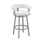HomeRoots Chaise de bar pivotante à dossier bas en similicuir et fer gris et blanc 30