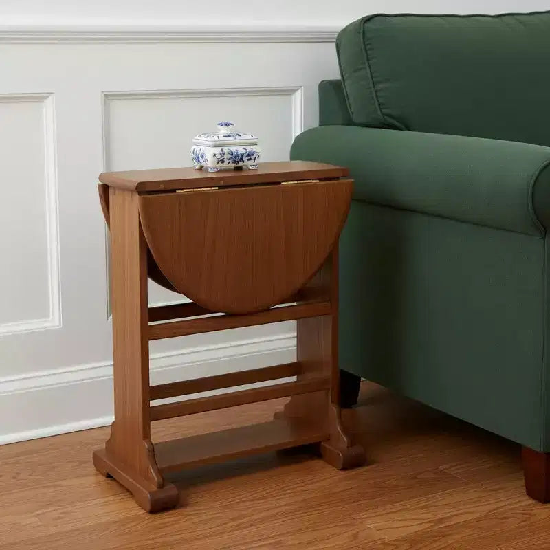 HomeRoots 21 Table d'appoint ovale à rabats en bois massif marron