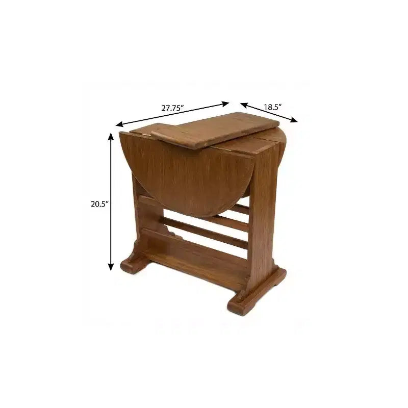 HomeRoots 21 Table d'appoint ovale à rabats en bois massif marron