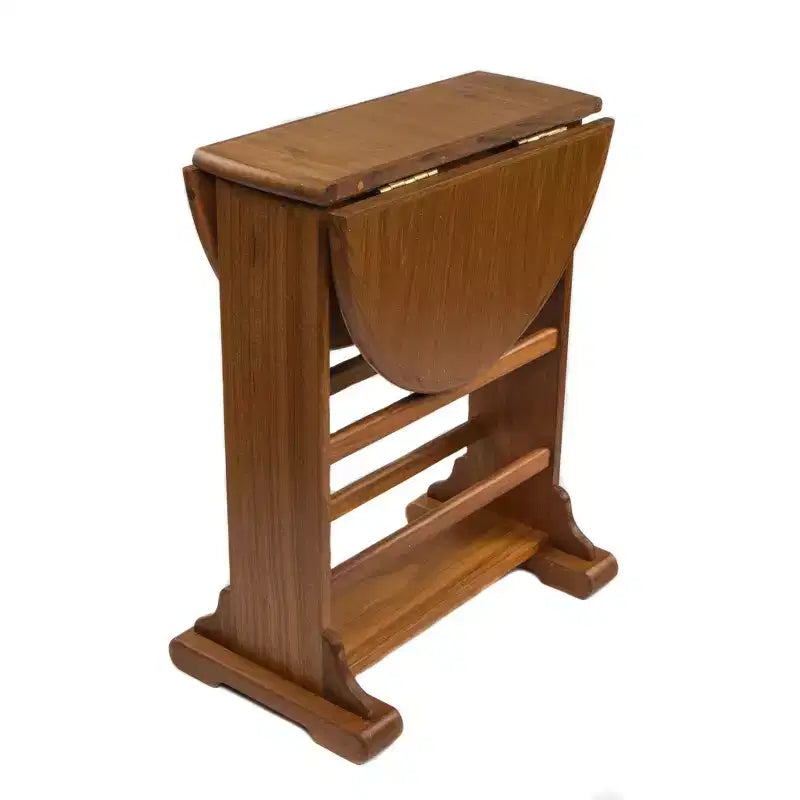 HomeRoots 21 Table d'appoint ovale à rabats en bois massif marron