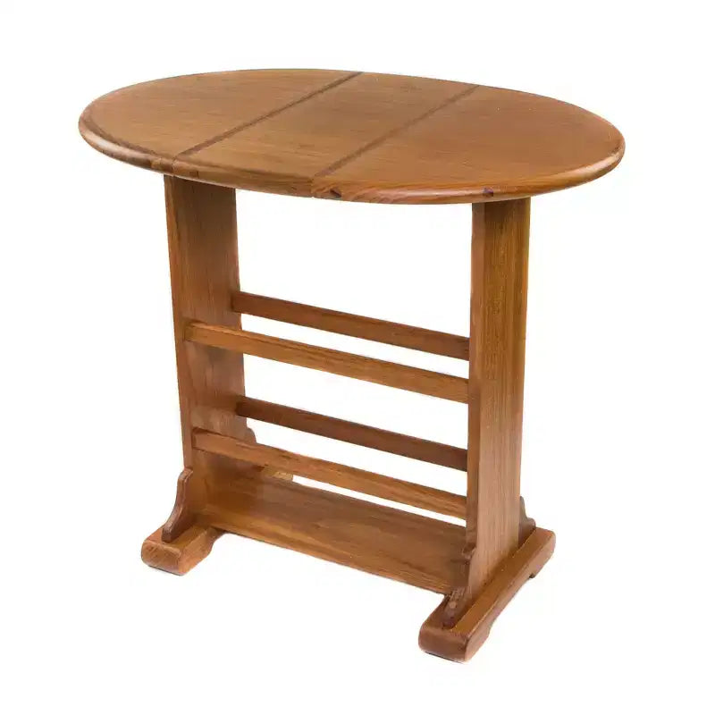 HomeRoots 21 Table d'appoint ovale à rabats en bois massif marron