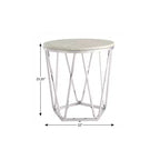 Table d'appoint ronde HomeRoots 23 en bois manufacturé et fer argenté