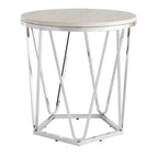 Table d'appoint ronde HomeRoots 23 en bois manufacturé et fer argenté