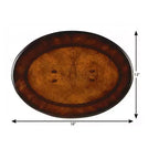 HomeRoots 26 Table d'appoint ovale en bois manufacturé marron foncé et cerise avec deux tiroirs