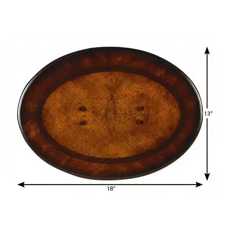 HomeRoots 26 Table d'appoint ovale en bois manufacturé marron foncé et cerise avec deux tiroirs