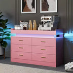 Meuble TV, Meuble bar à café avec plateau flottant, Buffet moderne 6 tiroirs pour la maison, le salon