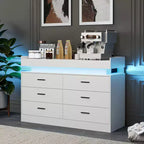 Meuble TV, Meuble bar à café avec plateau flottant, Buffet moderne 6 tiroirs pour la maison, le salon