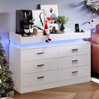 Meuble TV, Meuble bar à café avec plateau flottant, Buffet moderne 6 tiroirs pour la maison, le salon