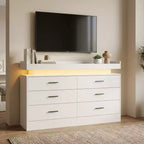 Meuble TV, Meuble bar à café avec plateau flottant, Buffet moderne 6 tiroirs pour la maison, le salon
