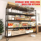 Étagères de Rangement 73 H avec Roues et Pieds, Capacité 1200 kg, Étagère de Rangement Robuste à 4 Niveaux pour Garde-Manger, Garage, Cuisine, Maison, Commercial