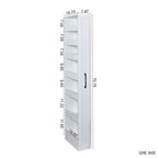 VIYET 71H Étagère de rangement coulissante multifonctionnelle à 7 niveaux, étagère ouverte unilatérale, organisateur pour cuisine, salon et espaces étroits, blanche