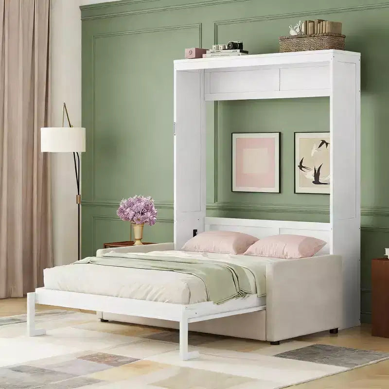 Lit mural escamotable moderne Luxystar Queen avec coussin