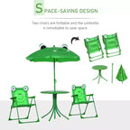 Ensemble table et chaises pliantes pour enfants, table de pique-nique avec motif grenouille, parasol amovible et réglable en hauteur pour jardin, cour, vert