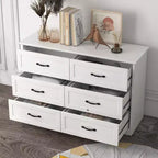 Commode en bois à 6 tiroirs avec poignées métalliques, organisateur de commode de rangement moderne de style fermier pour chambre à coucher et salon
