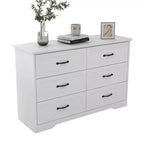 Commode en bois à 6 tiroirs avec poignées métalliques, organisateur de commode de rangement moderne de style fermier pour chambre à coucher et salon