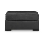 Signature Design by Ashley Brindley Pier Pouf ottoman surdimensionné, coussin en cuir pleine fleur, noir fumé