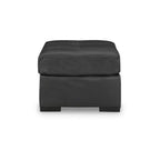 Signature Design by Ashley Brindley Pier Pouf ottoman surdimensionné, coussin en cuir pleine fleur, noir fumé