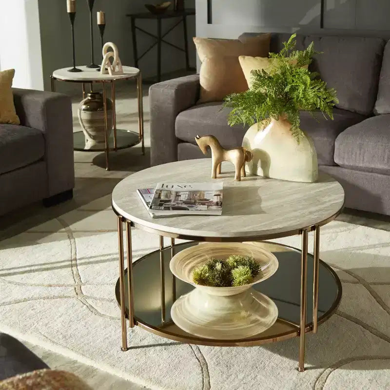 Table basse Celsus - Or champagne/Marbre blanc - iNSPIRE Q