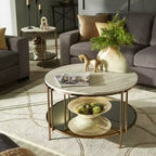 Table basse Celsus - Or champagne/Marbre blanc - iNSPIRE Q