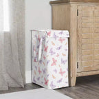 Panier à linge pliable pour fille Sweet Jojo Designs avec poignées papillon rose et violet