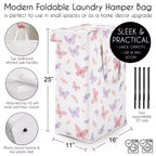 Panier à linge pliable pour fille Sweet Jojo Designs avec poignées papillon rose et violet