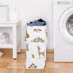 Panier à Linge Pliable Sweet Jojo Designs, Garçon, Fille, Unisexe/Neutre, avec Poignées, Animaux de la Forêt Aquarelles, Vert, Marron et Rouge