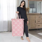 Panier à linge pliable pour fille Sweet Jojo Designs avec poignées Ballerine et nœuds de ballet rose et blanc