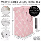 Panier à linge pliable pour fille Sweet Jojo Designs avec poignées Ballerine et nœuds de ballet rose et blanc