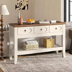 Table console 47" avec tiroirs, table d'entrée rustique de style ferme avec étagère inférieure et pieds en bois massif pour entrée, salon, vestibule, hall d'accueil