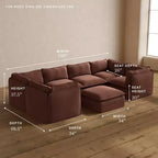 Canapé d'angle en U modulaire et lavable 6 places Anabei + Pouf | Assise Memorix+ et coussin profilé