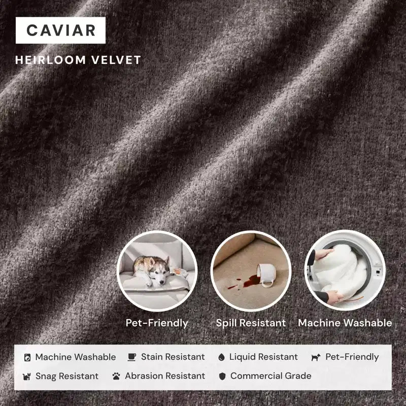 Canapé d'angle en U modulaire et lavable 6 places Anabei + Pouf | Assise Memorix+ et coussin profilé