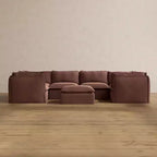 Canapé d'angle en U modulaire et lavable 6 places Anabei + Pouf | Assise Memorix+ et coussin profilé