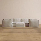 Canapé d'angle en U modulaire et lavable 6 places Anabei + Pouf | Assise Memorix+ et coussin profilé