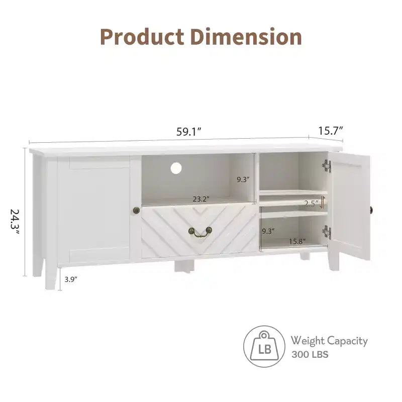 Meuble TV avec lumières LED, meuble TV avec 2 rangements et 1 tiroir pour salle de jeux, long meuble TV pour téléviseur 65 pouces
