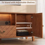 Meuble TV avec lumières LED, meuble TV avec 2 rangements et 1 tiroir pour salle de jeux, long meuble TV pour téléviseur 65 pouces