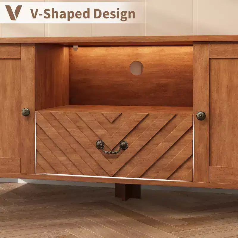 Meuble TV avec lumières LED, meuble TV avec 2 rangements et 1 tiroir pour salle de jeux, long meuble TV pour téléviseur 65 pouces