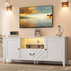 Meuble TV avec lumières LED, meuble TV avec 2 rangements et 1 tiroir pour salle de jeux, long meuble TV pour téléviseur 65 pouces