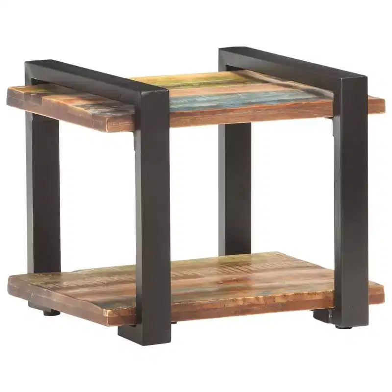 vidaXL Table de chevet Bois naturel Bois de manguier brut, fer Moyen