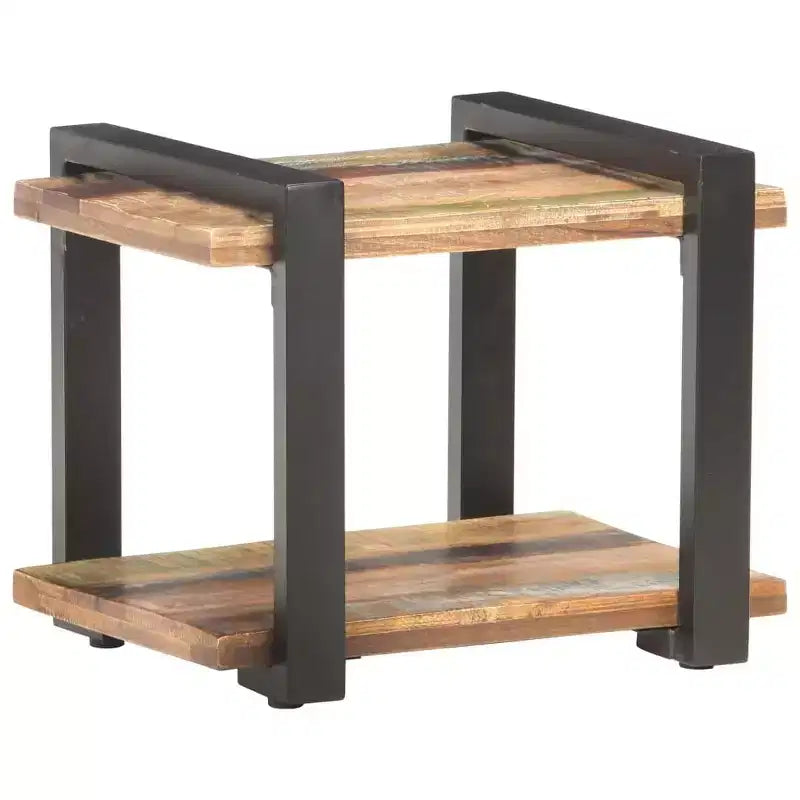 vidaXL Table de chevet Bois naturel Bois de manguier brut, fer Moyen