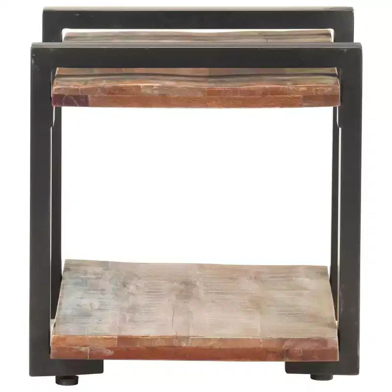 vidaXL Table de chevet Bois naturel Bois de manguier brut, fer Moyen